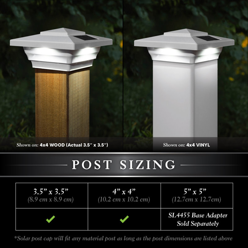 Low Voltage Integrated LED Fence Post Cap Light 4 In. X 4 In. with Base Adapter Included