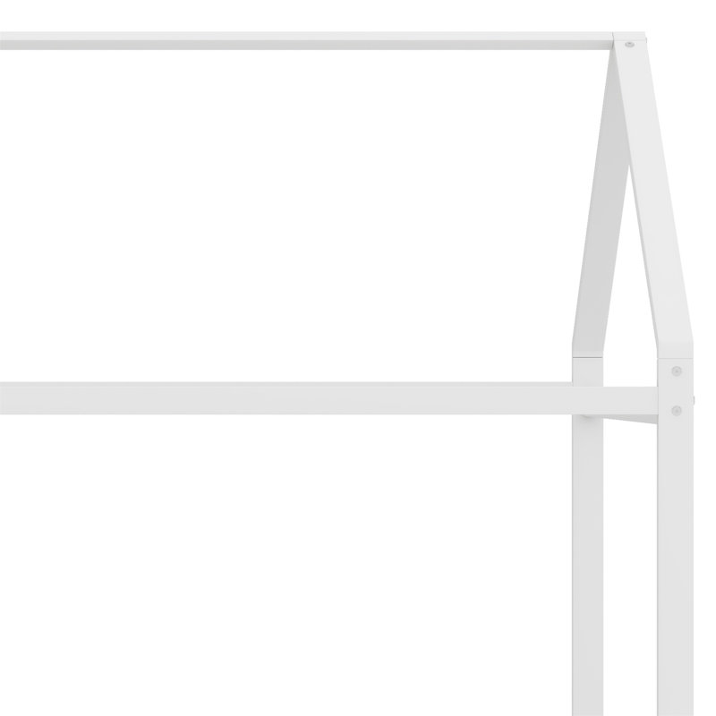 Structure de lit en métal avec clôture, White