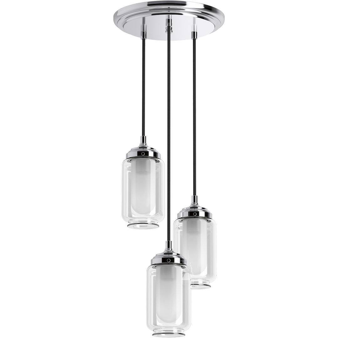 Artifacts 3 Light Pendant Lighting Fixture for Kitchen Island, 10' Adjustable Cord Length Kohler Base 