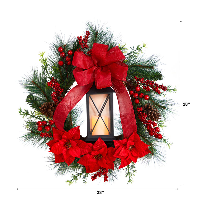 Faux Lighted 28'' Wreath