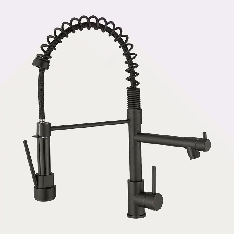 Commercial Stainless Steel Kitchen Faucet With Pull Down Sprayer, Single Handle Single Lever Kitchen Sink Faucet