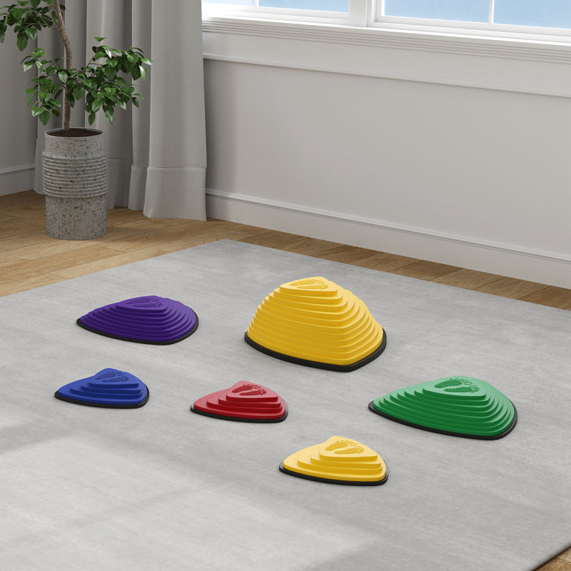 AIYAPLAY Stepping Stones for Kids 6 Pieces Balance Stones Non-Slip Strips