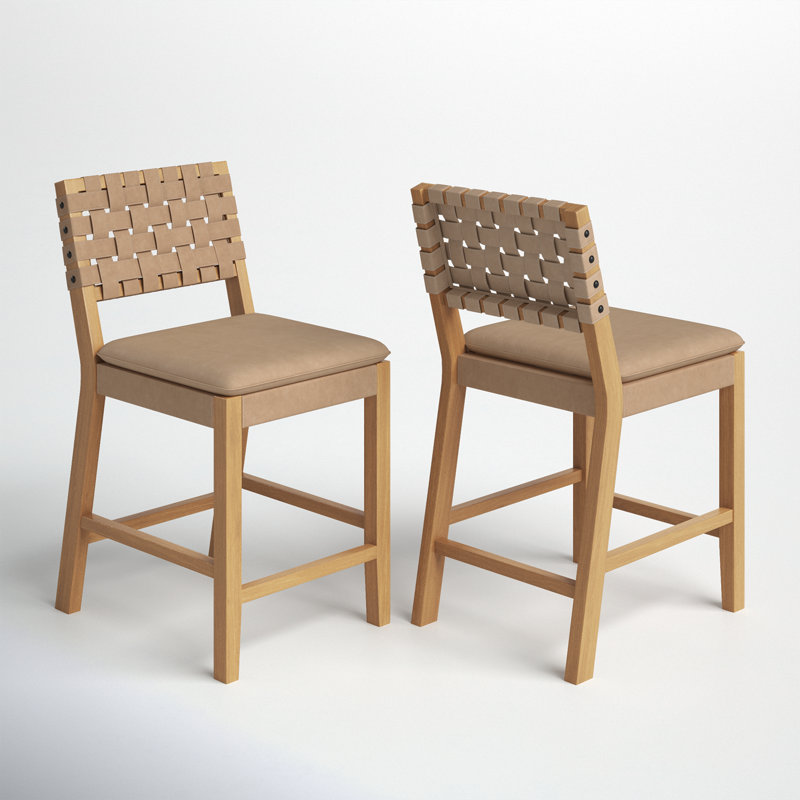 Arleatha Upholstered 24'' Counter Stool with Solid Wood Frame