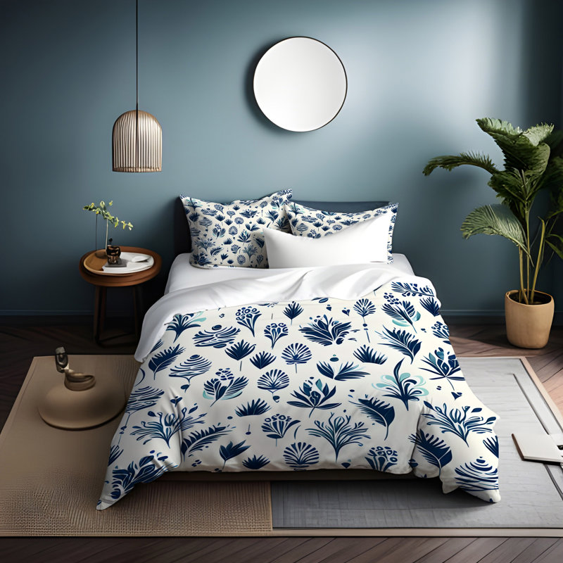 Polyester Floral Duvet Cover, King Duvet Cover + 2 King Shams