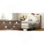 Base de lit plateforme simple avec tête de lit tapissier en tissu et support en lattes de bois