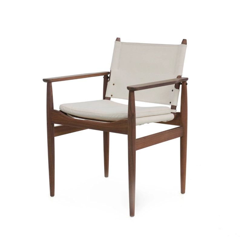 Journey Upholstered Arm Chair, Canvas Charcoal, Black Oak