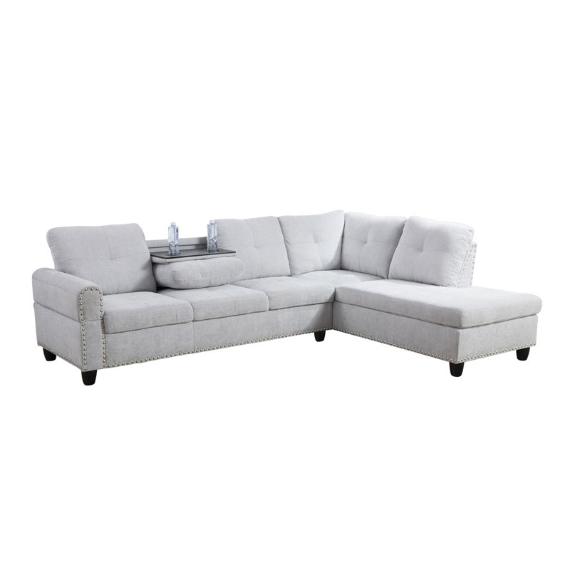 Ahuva Upholstered Sectional Left Hand Facing, Right Hand Facing, Gray Linen Blend