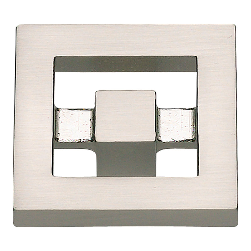 Nobu 1 3/8" Length Square Knob, Brushed Nickel