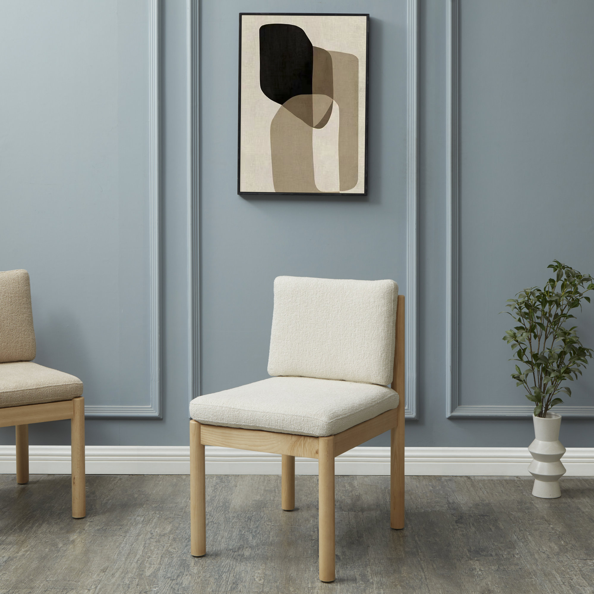 Carisa Boucle Dining Chair, Cream