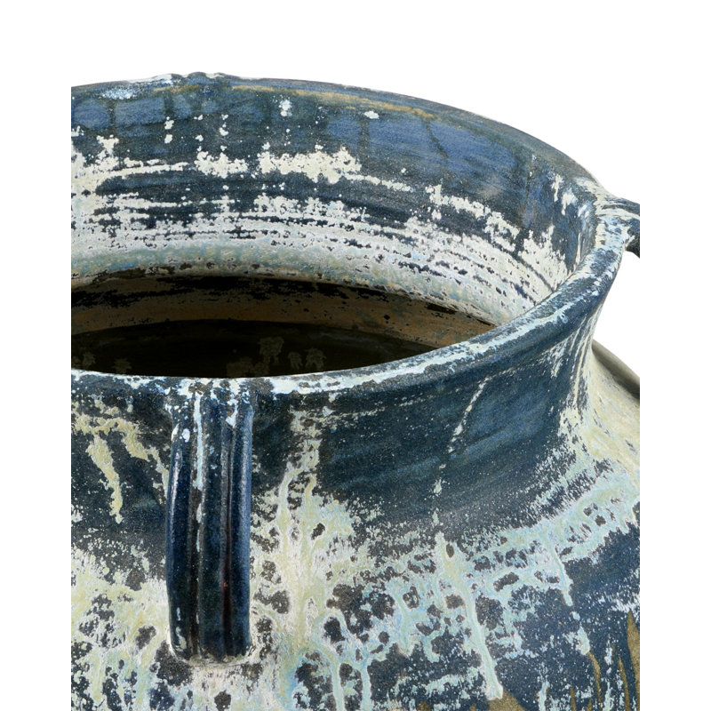 Agrigento - Planter - Antique White, Antique White, Blue Drip