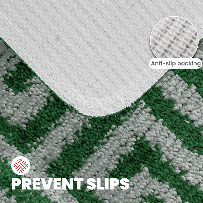 Akinori Polypropylene Plastic Non-Slip Bath Mat, Emerald
