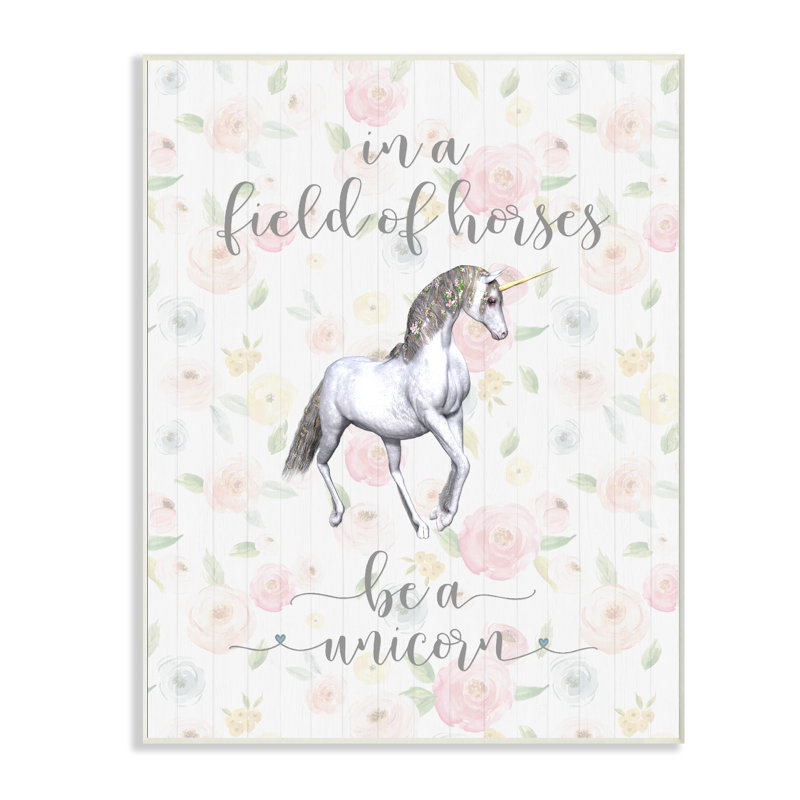 « be a licorne », impression, H 15 po x l 10 po x P 0,5 po, Plaque en bois