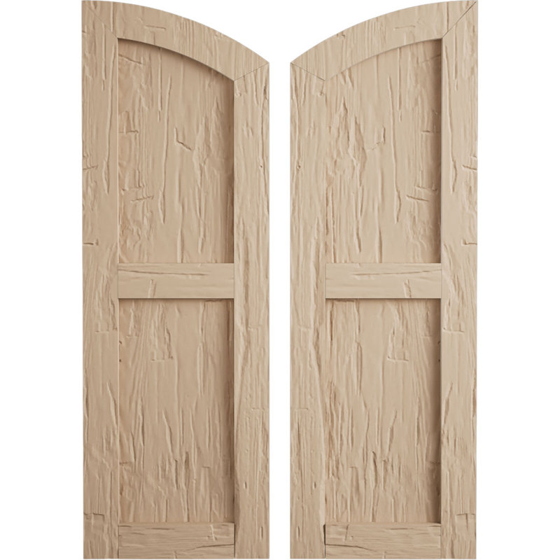 Timberthane deux panneaux plats égaux avec volets elliptiques en faux bois (par paire), 24", 15"