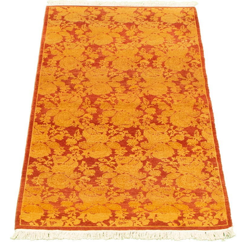 Tapis décoratif en laine noué à la main de conception unique noué à la main new age de style persan 18/20 orange 2 pi 8 po x 5 pi 10 po