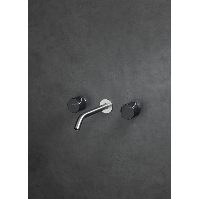 Acquaco Linki Marble Wall Mount Three-Hole Two Handle Bathroom Lavatory Faucet with 5'' Spout Reach