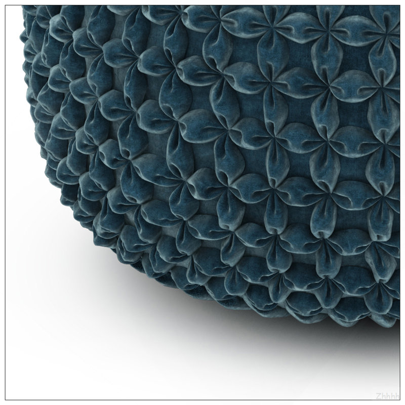 Pouf rond en velours bleu sarcelle Renee, Tissu bleu