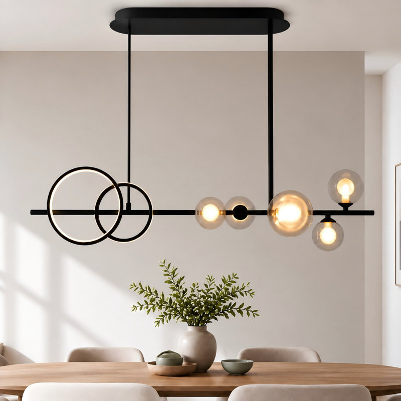 7 - Light Black LED Dimmable Linear Kitchen Island Pendant