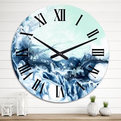 Art liquide bleu et vert - horloge murale moderne