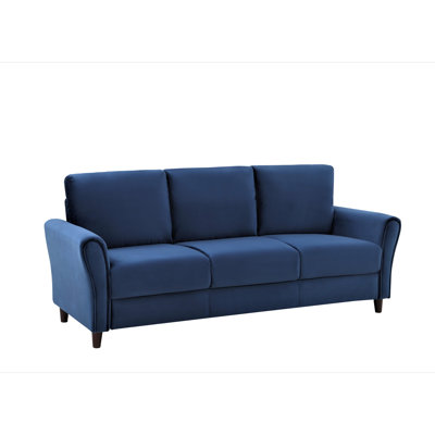 Patricia Curved Arm 3-Seater Sofa, Mid-Century Streamlined Upholstered Couch with Wood Frame, Spacious Curved Arm Sofa Furniture for Living Room