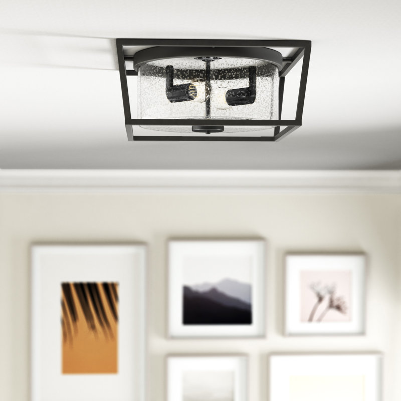 Skegness Glass Flush Mount, Matte Black