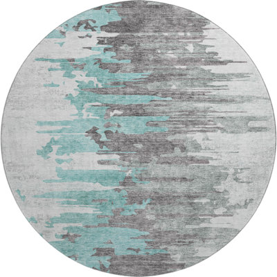 Premium Machine Washable Prisco Teal Rug