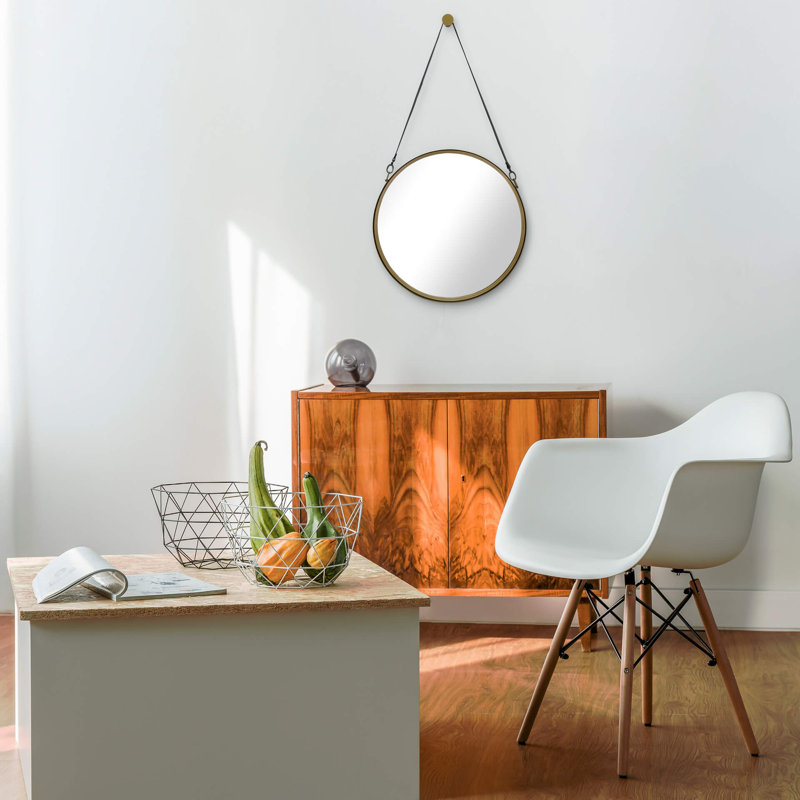 Herron Metal Round Wall Mirror, 110.5cm H x 60cm W, Gold