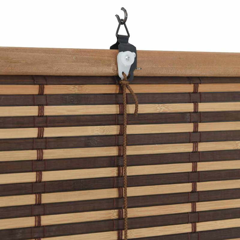 Vidaxl Window Blind With Curtains Manual Brown Bamboo, 220cm L x 60cm W