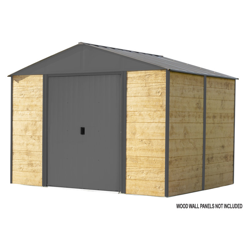 Gray Peak 8'x10' Steel-Wood Hybrid Outdoor Storage Shed Kit