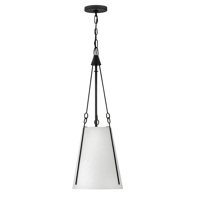 Danvers Single Light Chain-Hung Pendant w/ Handmade Paper Shade, Black