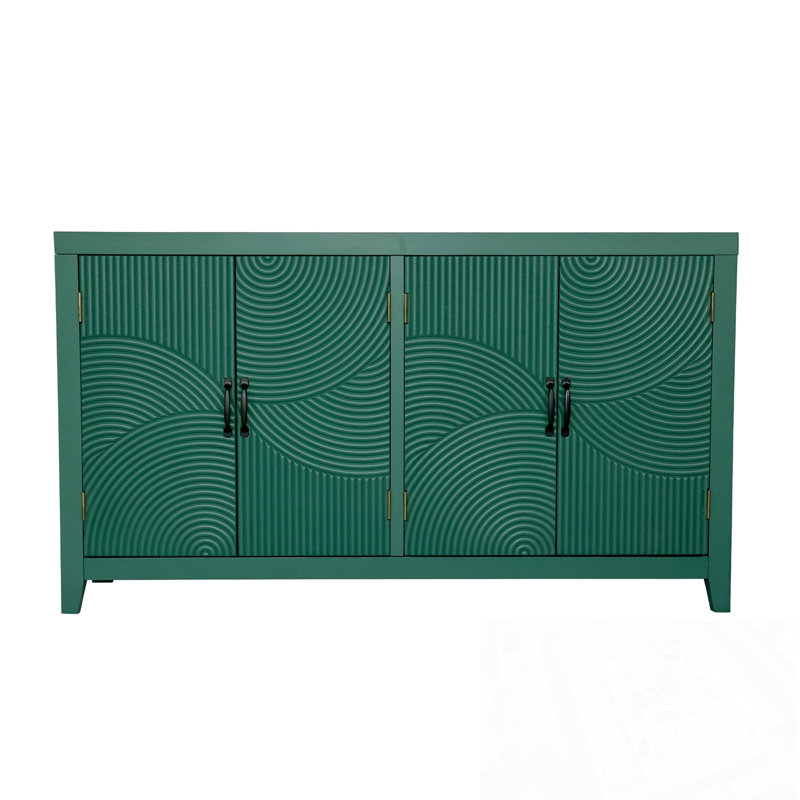 Tela Wooden Accent Cabinet with 4 Carved Doors