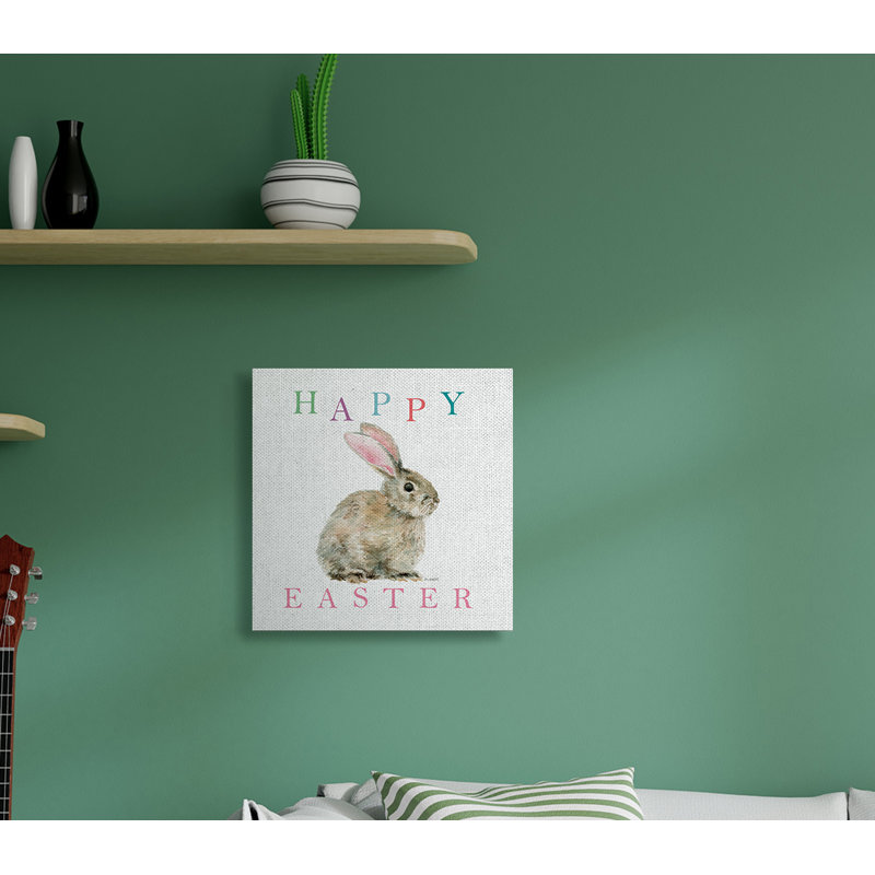 Joyeuse Pâques avec le lapin Woodland, Toile tendue, H 17 po x l 17 po