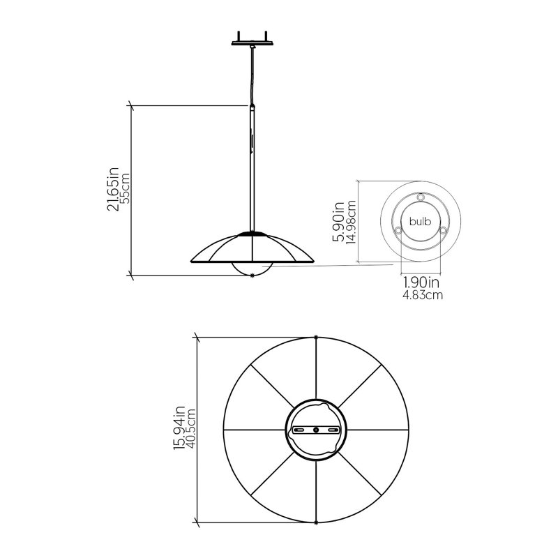 Oyster 1 - Light Pendant, 25 W, Imbuia, 118" H x 15.94" W x 15.94" D