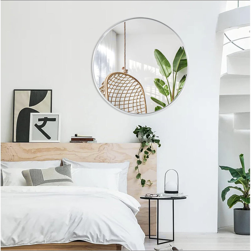 Miroir mural pour salle de bain, 32" x 32", Argent argent