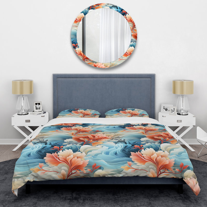 Breath Centered Stillness Mediation Box Stitch Abstract Duvet Cover, Queen Duvet Cover + 2 Standard Shams