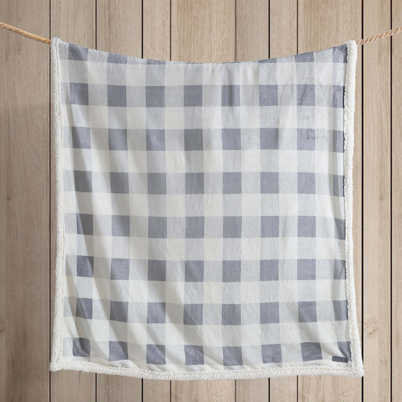 Jeté polaire / sherpa Eddie Bauer, Tissu écossais gris montagne
