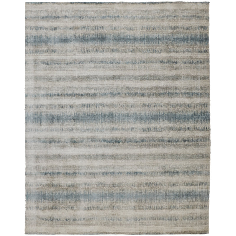 Tapis bleu égéen tissé à la main Cinnante, Rectangle 5 pi x 8 pi