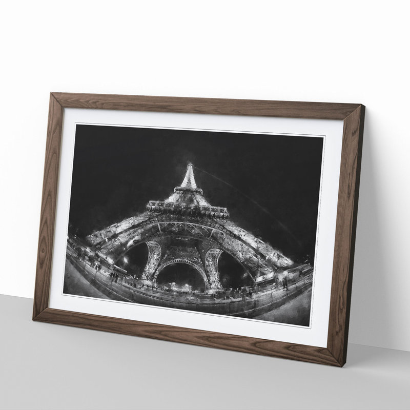 Eiffel Tower Vol.5 - Picture Frame Graphic Art, 27cm H x 36cm W x 2cm D, Walnut Framed
