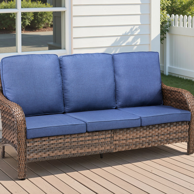 70,9 "extérieur 3 sièges pe bleu coussins rouille - Structure et mobilier de soutien ergonomique profond pour la détente