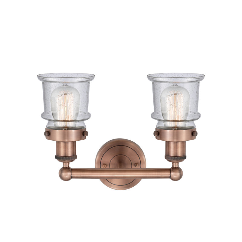 Petit meuble-lavabo pour salle de bain 2 lumières Cailen de la collection Edison, Granuleux, Cuivre antique