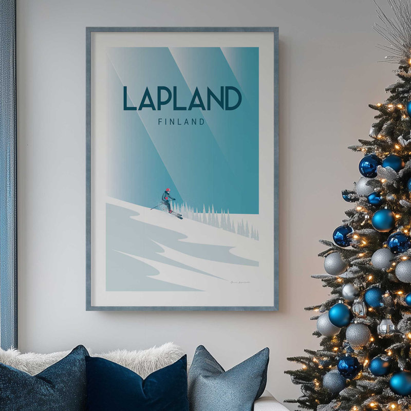 Laponie finlandaise, voyage, affiche dans un cadre, H 25 po x l 19 po x P 1,25 po, Érable brut encadré