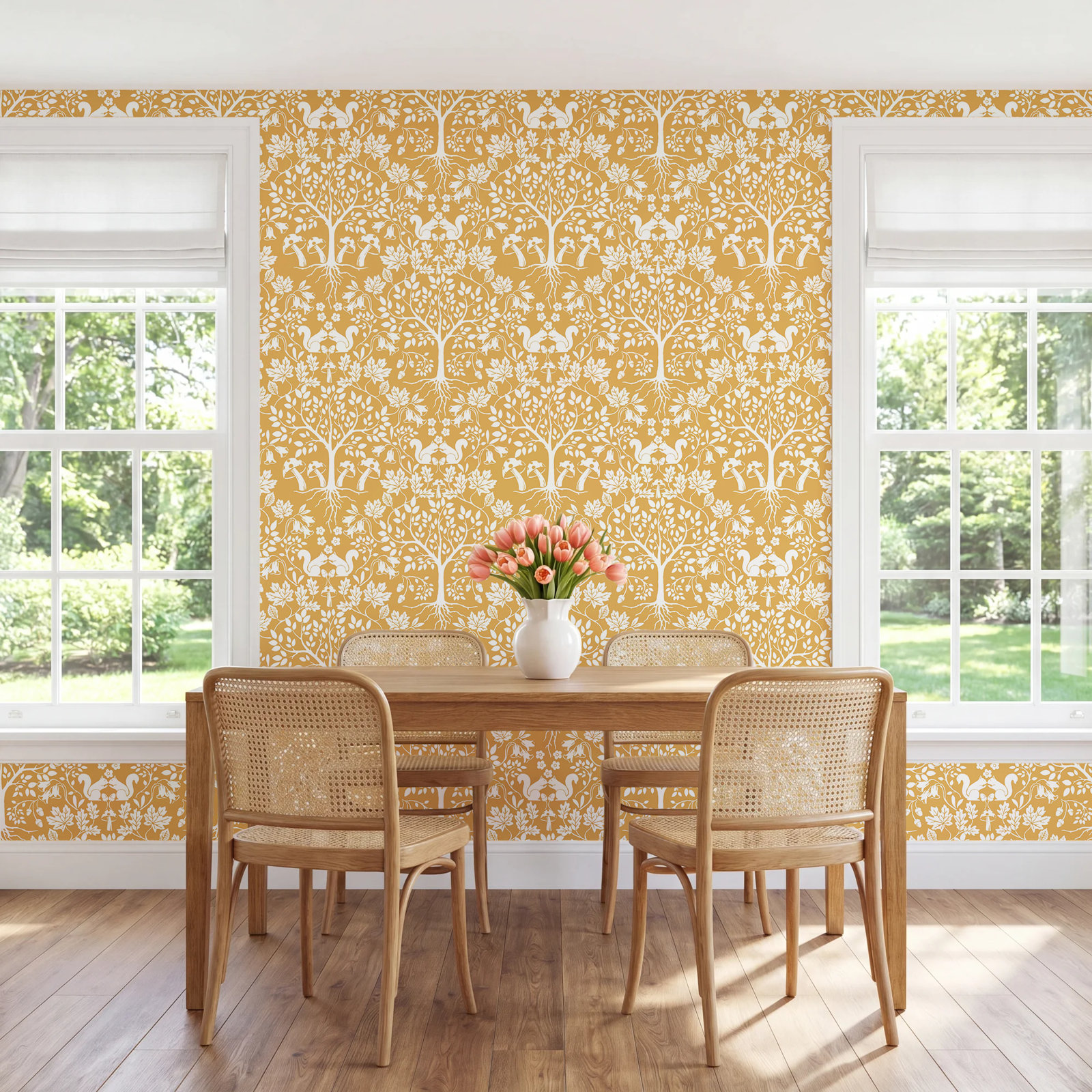 Aimon Floral Wallpaper, Yellow