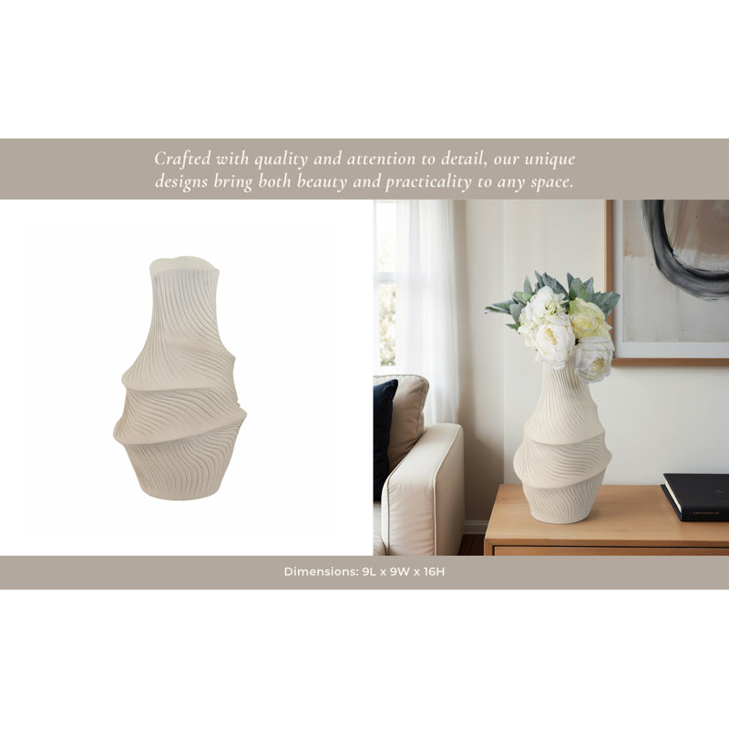 Lommel Handmade Resin Table Vase, 16" H x 9" W x 9" D