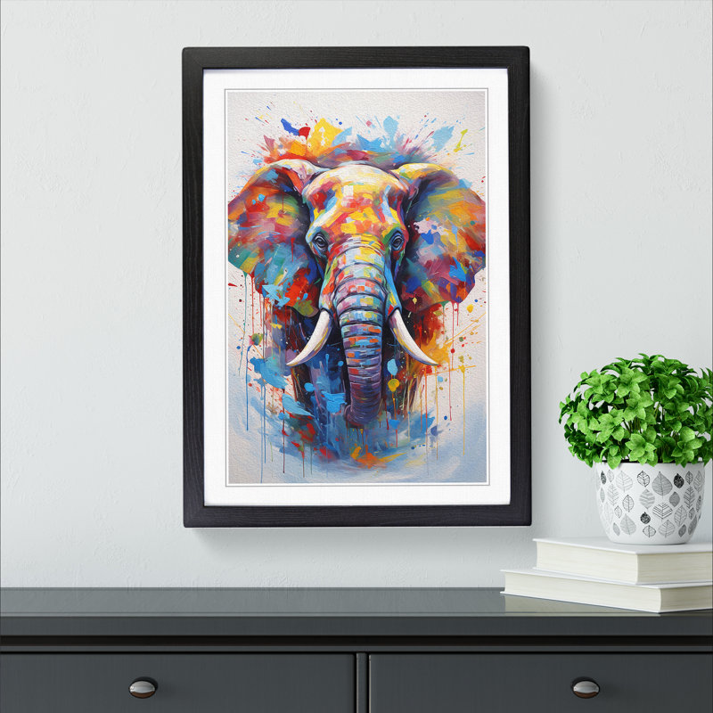 Elephant - Framed Print, Black Framed, 34cm H x 25cm W