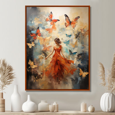 «Butterfly and Woman Dance» - Art mural sur toile