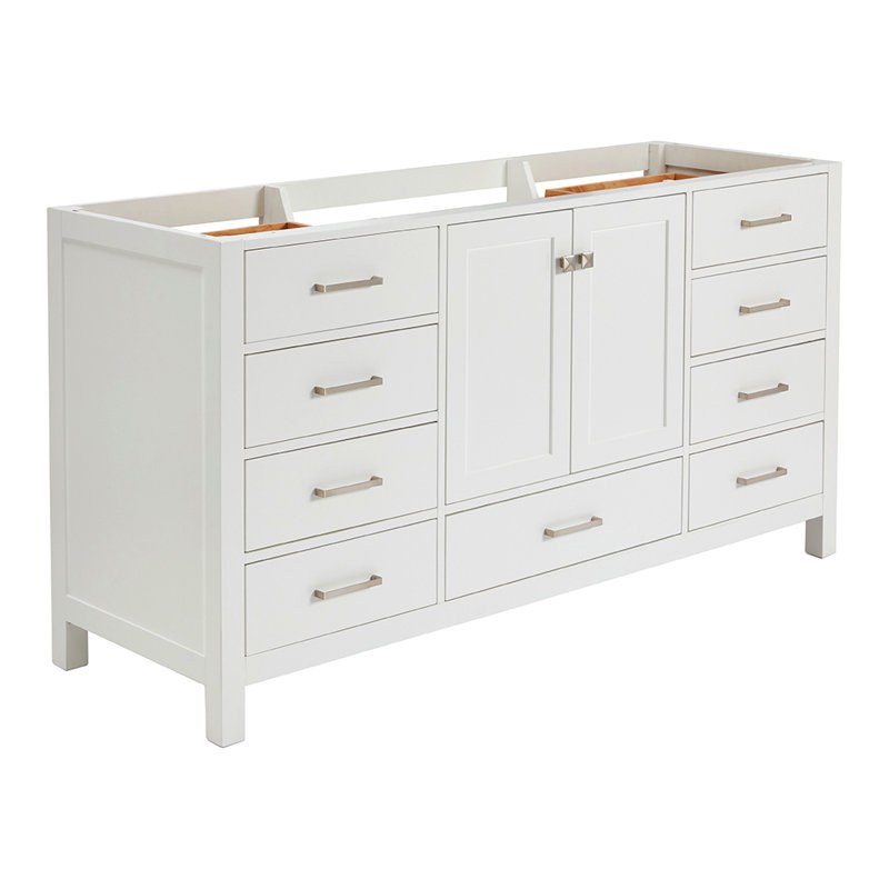 ARIEL Cambridge 66'' Single Bathroom Vanity Base Only, White, Brushed Nickel