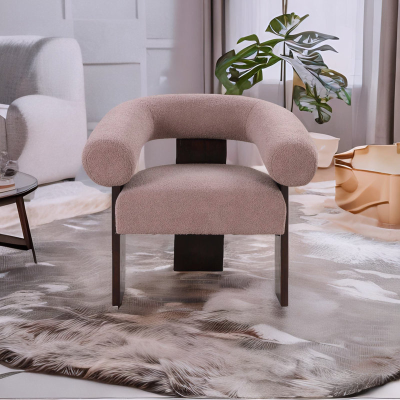 Fauteuil demi-tonneau de 32,6 po Vanise, Velours brun