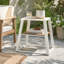Table d'appoint d'extérieur robuste à deux niveaux en bois d'acacia avec structure en fer-blanc et tablette de rangement-1169478206