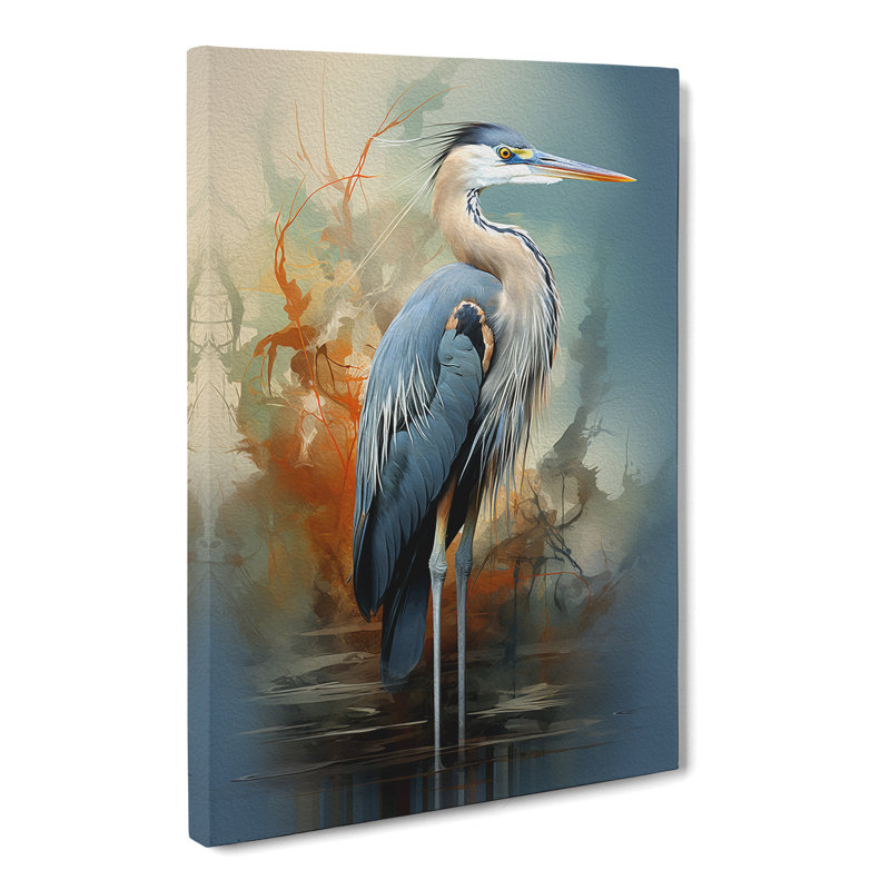 Heron Futurism Art - Wrapped Canvas, 50cm H x 35cm W x 3cm D