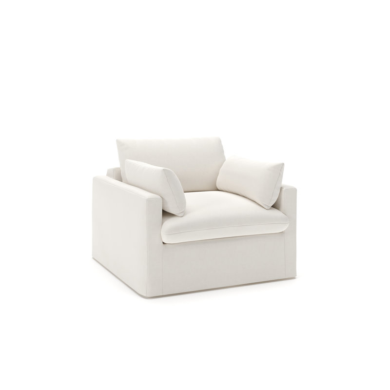 Luna Slipcovered Chair and a Half, Lena Off White Performance Linen Blend