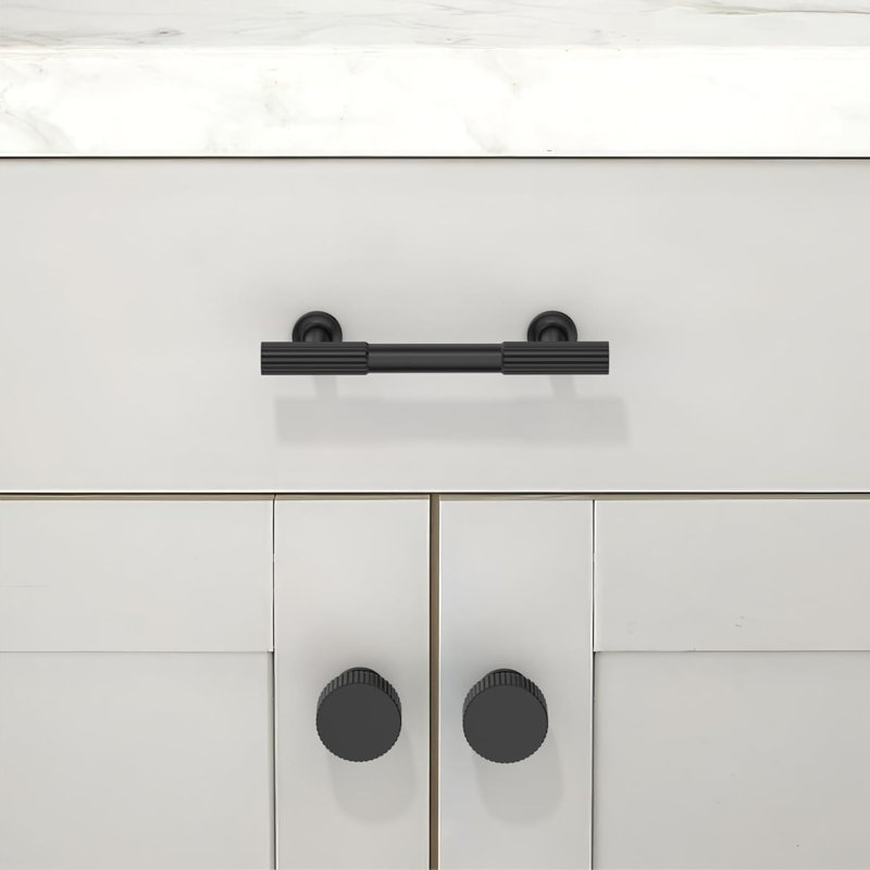 Ensemble de 10 poignées d'armoire noires mates au centre, poignées d'armoires de cuisine en alliage de zinc massif, poignées de tiroir durables pour armoires, commodes et portes